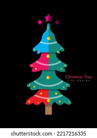 Flat christmas trees illustration vector collection