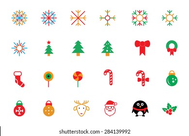 Flat Christmas Vector Icons 1