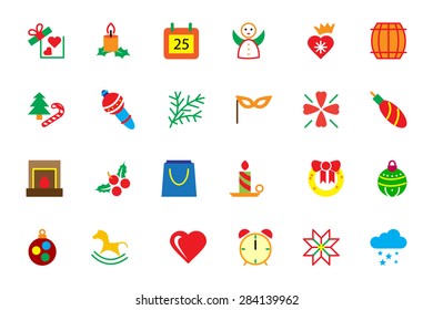 Flat Christmas Vector Icons 3