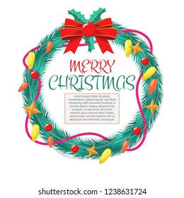 Flat christmas wreath christmas background