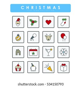 Flat christmas's 16 icons