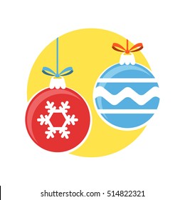 Flat chritmas tree ornaments. Colorful illustration. 
