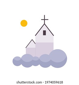 Flat church on a white background. Religious symbol. Vector graphics. EPS 10.