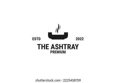 Flat cigarette ashtray logo design vector template illustration