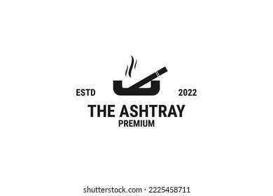 Flat cigarette ashtray logo design vector template illustration