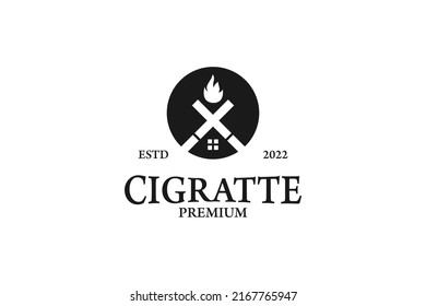 Diseño del logotipo de la fábrica de cigarrillos plana diseño del símbolo gráfico vectorial ilustración del icono idea creativa