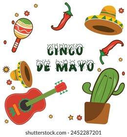 Flat Cinco de mayo background elements