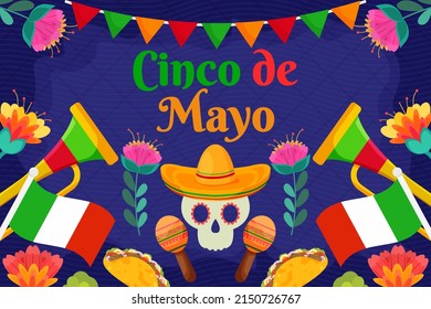 Flat Cinco De Mayo celebration background