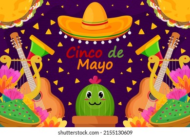 Flat Cinco De Mayo festival celebration background