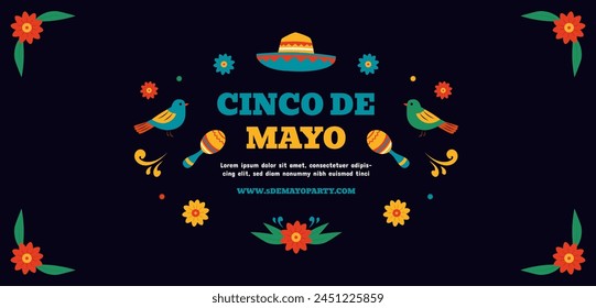 Flat cinco de mayo horizontal banner template