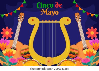 Flat Cinco De Mayo Mexican festival background