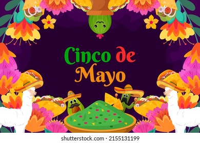 Flat Cinco De Mayo Mexican festival celebration background
