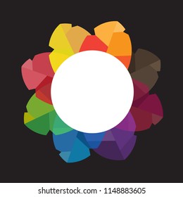 flat circle colorful leaf vector illustration isolated with black background