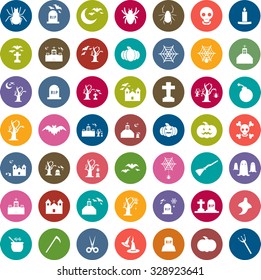Flat Circle Halloween icon set vector