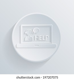 flat circle icon with a shadow, notebook with customer support