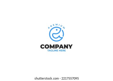 Flachkreis-Rundfisch-Logo-Design Vektorgrafik