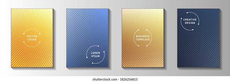 Flache Kreis-Bildschirm Tonsortierung Titelseiten Vorlagen Vektorgrafik Sammlung. Der urbane Flyer verblasste Bildschirmhintergründe. Vintage Cartoon Comics Stil Cover-Layouts. Farbverlauf-Design.