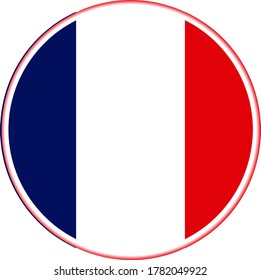 bandera de Francia plana en forma de círculo.