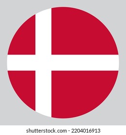 flat circle shaped Illustration of Denmark flag