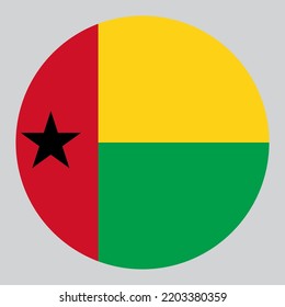 flat circle shaped Illustration of Guinea Bissau flag