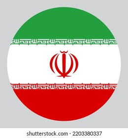 flat circle shaped Illustration of Iran flag