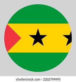 flat circle shaped Illustration of Sao Tome and Principe flag