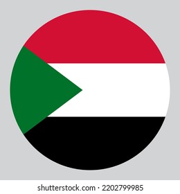 flat circle shaped Illustration of Sudan flag