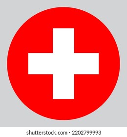 Flat Circle Shaped Illustration Of Switzerland Flag