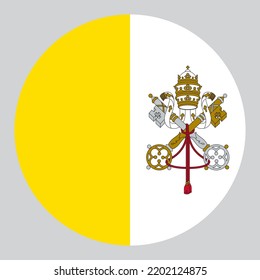 Flat Circle Shaped Illustration Of Vatican City Or Holy See Flag