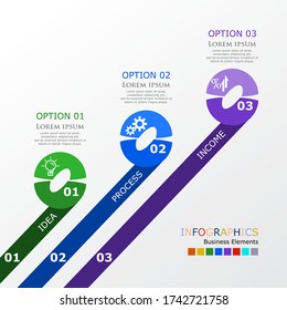 Flat circle style infographic options template. 
Modern concept design template with 3 options, steps or parts.