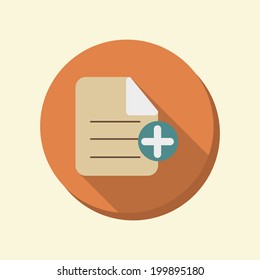 flat circle web icon. retro color circle icon. page of the document