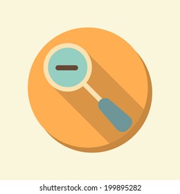 flat circle web icon. retro color circle icon. magnifier reduction