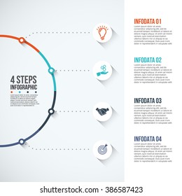 Flat circles with long shadows for infographic. Template for diagram, graph, presentation and chart. Business concept with 4 options, parts, steps or processes. Data visualization.