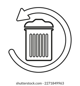 Flat circular arrow trash icon. Vector illustration.