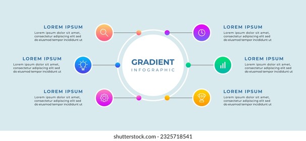Flat circular diagram infographic. Business concept with 6 steps.