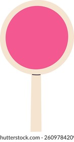 A flat, circular emblem with a pale border sits atop a slender stick.  A simple, round badge on a pole displays a blank area for text or images. Cartoon vector illustration
