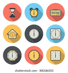 The Flat Circular Icon for Clock and Time Concept