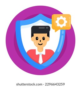 A flat circular icon of employee safety