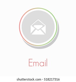 flat circular info graphic vector email icon with text