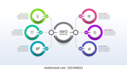 Flat circular infographic background template colorful