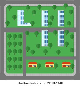 Flat city elements for game Vector illustration