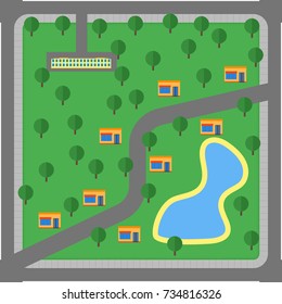 Flat city elements for game Vector illustration