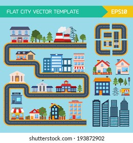 Flat City Infographic Background With Buildings 