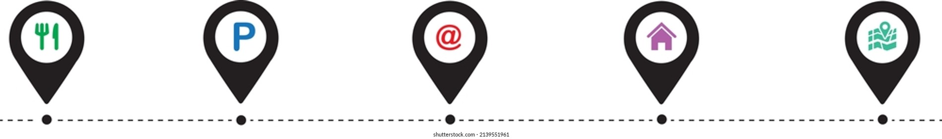 Flat city map with location pins showing start and end point of route vector illustration
