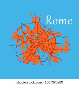 Flat city map of Rome with well organized separated layers.
