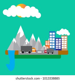 Flat City scape Vector Illustration for Web