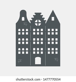 Flat city town house quality vector illustration cut