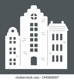 Flat city town house quality vector illustration cut svg