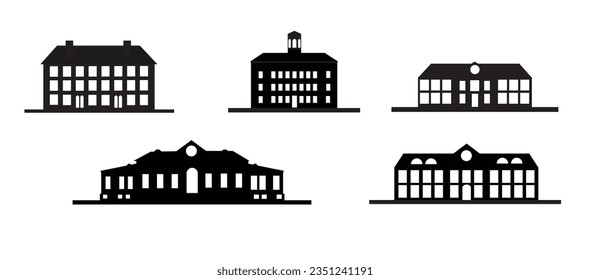 Flat City Vintage Houses Back Silhouettes Isolated. Industry and construction concept vector.