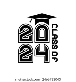 Flat class of 2024 lettering text design isolated